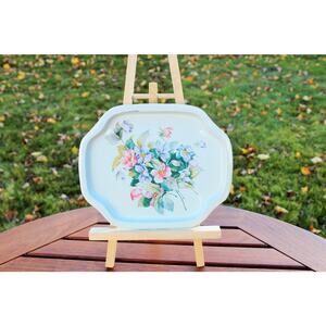 Floral Arrangement MetalTray / Beige Tray / Colorful Flower Tin Tray